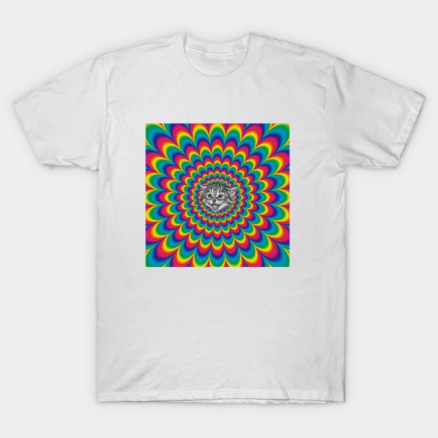 Psychedelic Smiley Cat T-Shirt by Katheryn's Studio